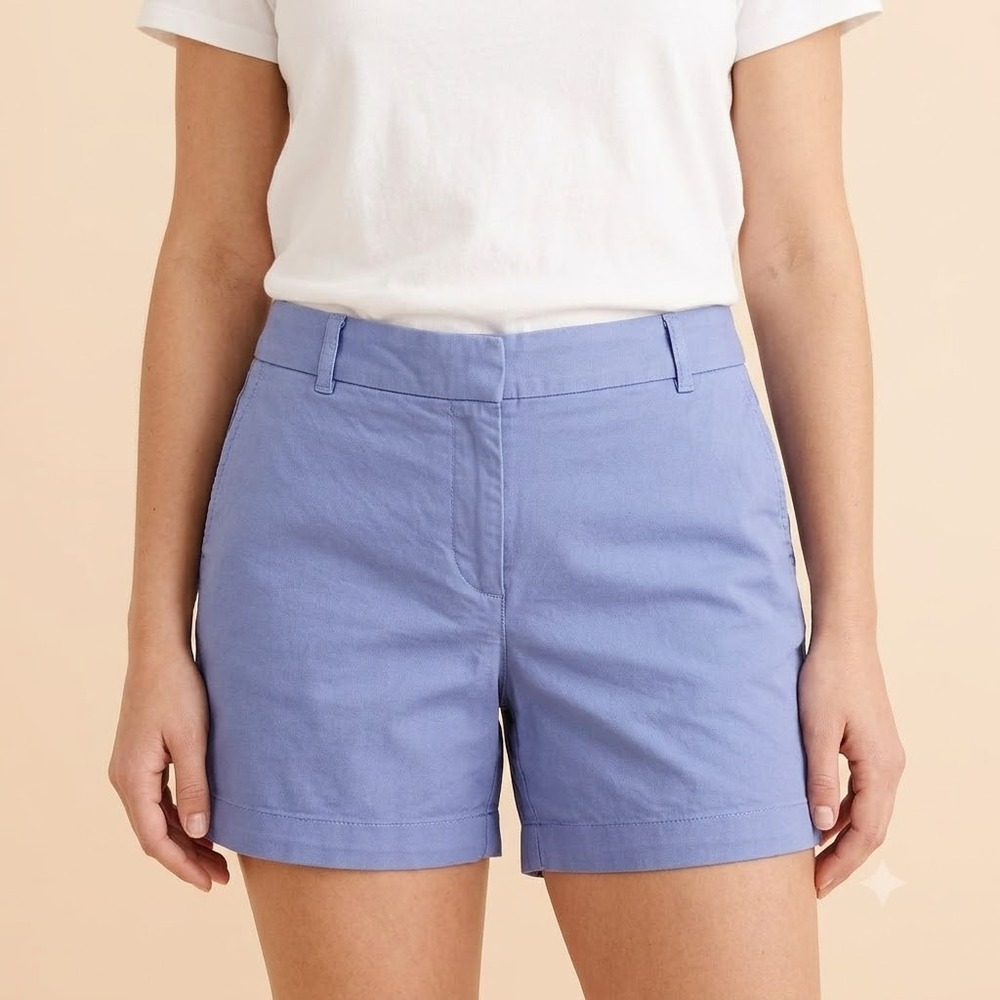 J. Crew Chino Shorts Womens 14 Periwinkle Blue 4" Inseam Stretch Cotton Casual
